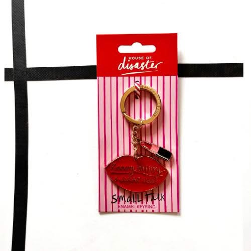 Small Talk – 'Running On Lippy and Swear Words' House Of Disaster Keyring - Jaro Design Studio - 4 Small Talk – 'Running On Lippy and Swear Words' House Of Disaster Keyring - Image 4