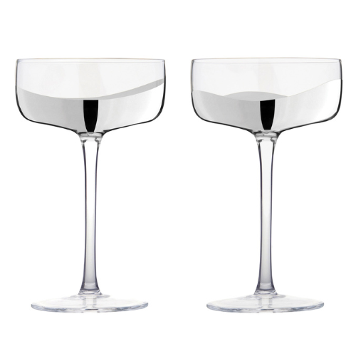 Set of 2 Wave Champagne Saucers Silver - Jaro Design Studio - 3 Set of 2 Wave Champagne Saucers Silver - Image 3