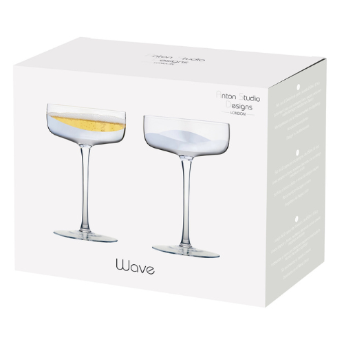 Set of 2 Wave Champagne Saucers Silver - Jaro Design Studio - 4 Set of 2 Wave Champagne Saucers Silver - Image 4