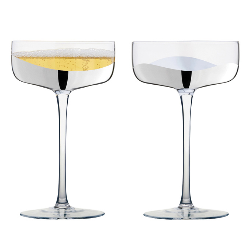 Set of 2 Wave Champagne Saucers Silver - Jaro Design Studio - 1 Set of 2 Wave Champagne Saucers Silver