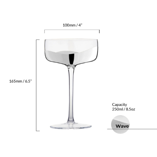 Set of 2 Wave Champagne Saucers Silver - Jaro Design Studio - 6 Set of 2 Wave Champagne Saucers Silver - Image 6