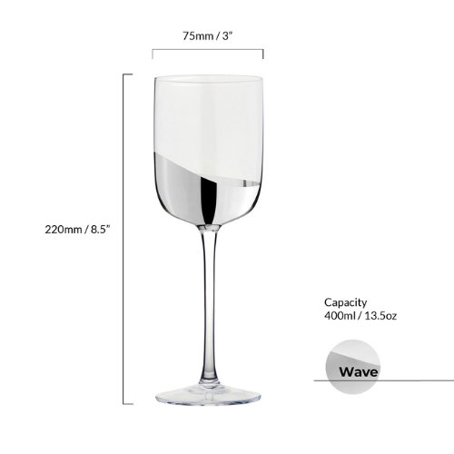 Set of 2 Wave Wine Glasses Silver - Jaro Design Studio - 6 Set of 2 Wave Wine Glasses Silver - Image 6