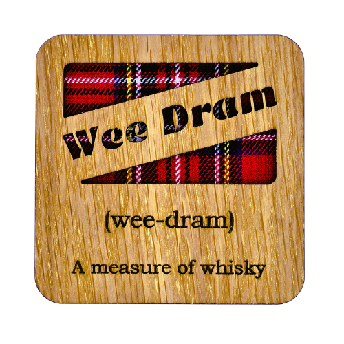 Quirky Tartan Wooden Square Coasters – WEE DRAM - Jaro Design Studio - 1 Quirky Tartan Wooden Square Coasters – WEE DRAM