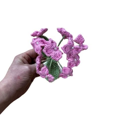 Zelly Crochet Pink Hydrangea Stem - Image 3