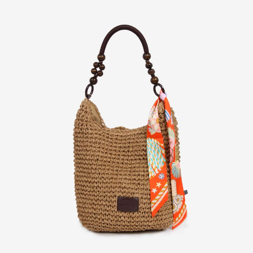Handmade Straw Beaded Bag with Twilly - Jaro Design Studio - 1 Handmade Straw Beaded Bag with Twilly
