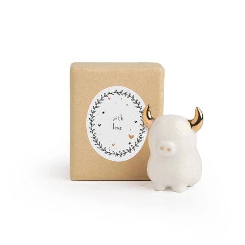 Belly Button Designs Highland Cow 3D Shaped Porcelain Token
