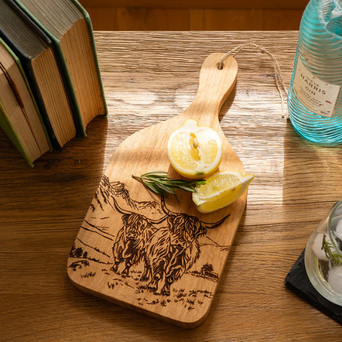 Selbrae House Beech Hanging Paddle Small - Scenic Highland Cow - Image 2