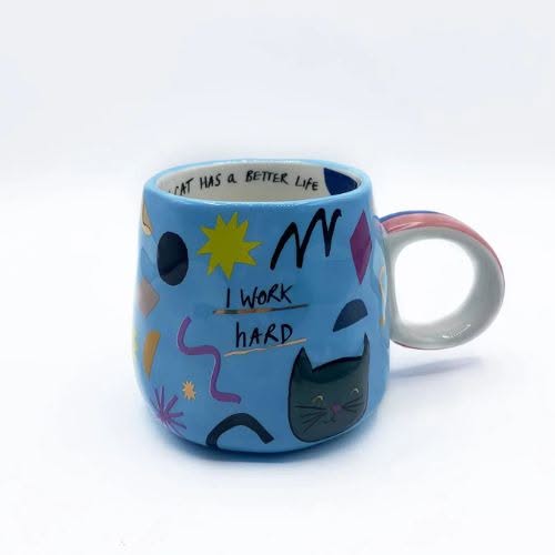 Small Talk 'I Work Hard' Cat Cup - Image 2