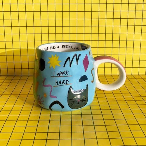 Small Talk 'I Work Hard' Cat Cup - Image 5