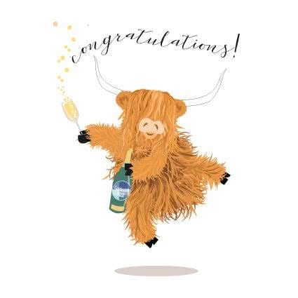 Pink Pig Cards - Highland Cow Congratulations