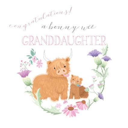 Pink Pig Cards - Bonny Wee Granddaughter - Jaro Design Studio - 1 Pink Pig Cards - Bonny Wee Granddaughter